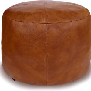 round leather ottoman