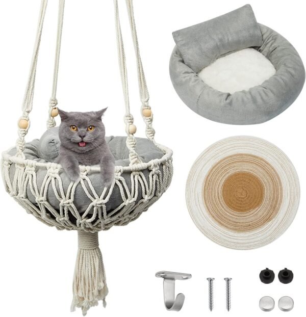 hanging macrame cat bed