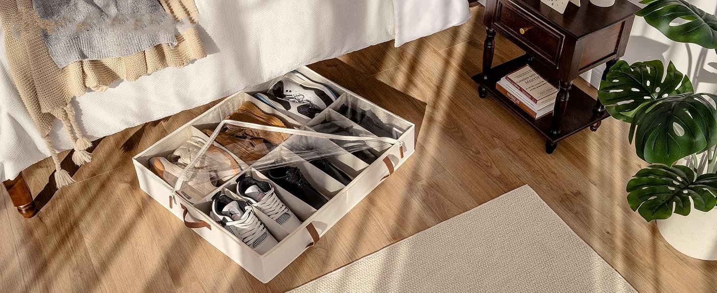 organize shoes under bed